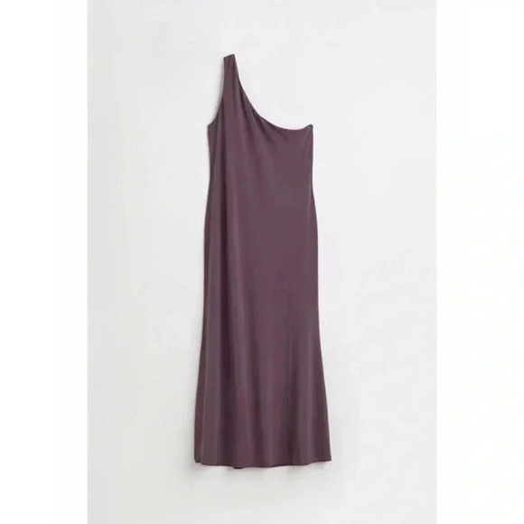 H&M Conscious Choice One Shoulder Purple Midi Dress Size L - Picture 2 of 8